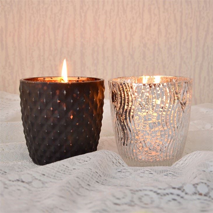 Silver Tachete Glass Chandèl Holders