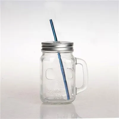 Glass Mason bokal ak kouvèti