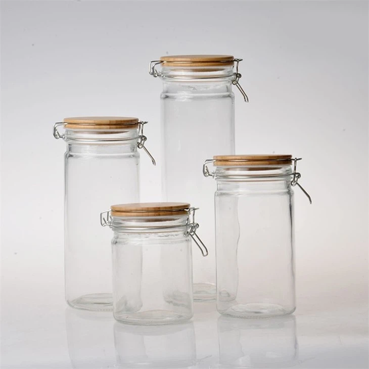 Storage Jar Containers With Lock Clamp Bamboo Lid