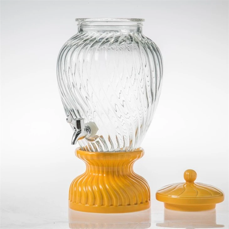 Glass Drinking Dispenser With Lid