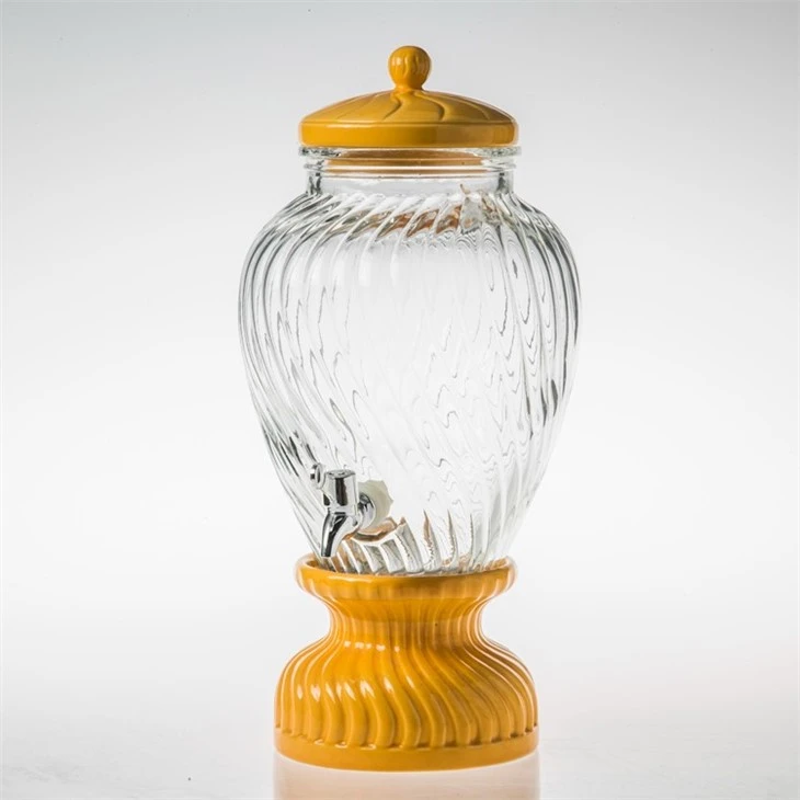 Glass Drinking Dispenser With Lid