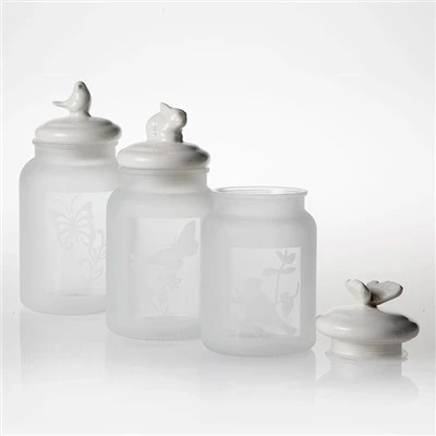 Personnalisation dekoratif Glass Depo Bokal pou Òganizasyon Kay