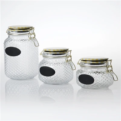 Piblisite pwodwi: Diamond Striped Glass Depo Jar Set