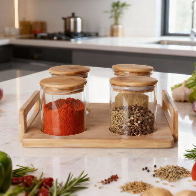 4-moso wonn depo vè ak plato bwa